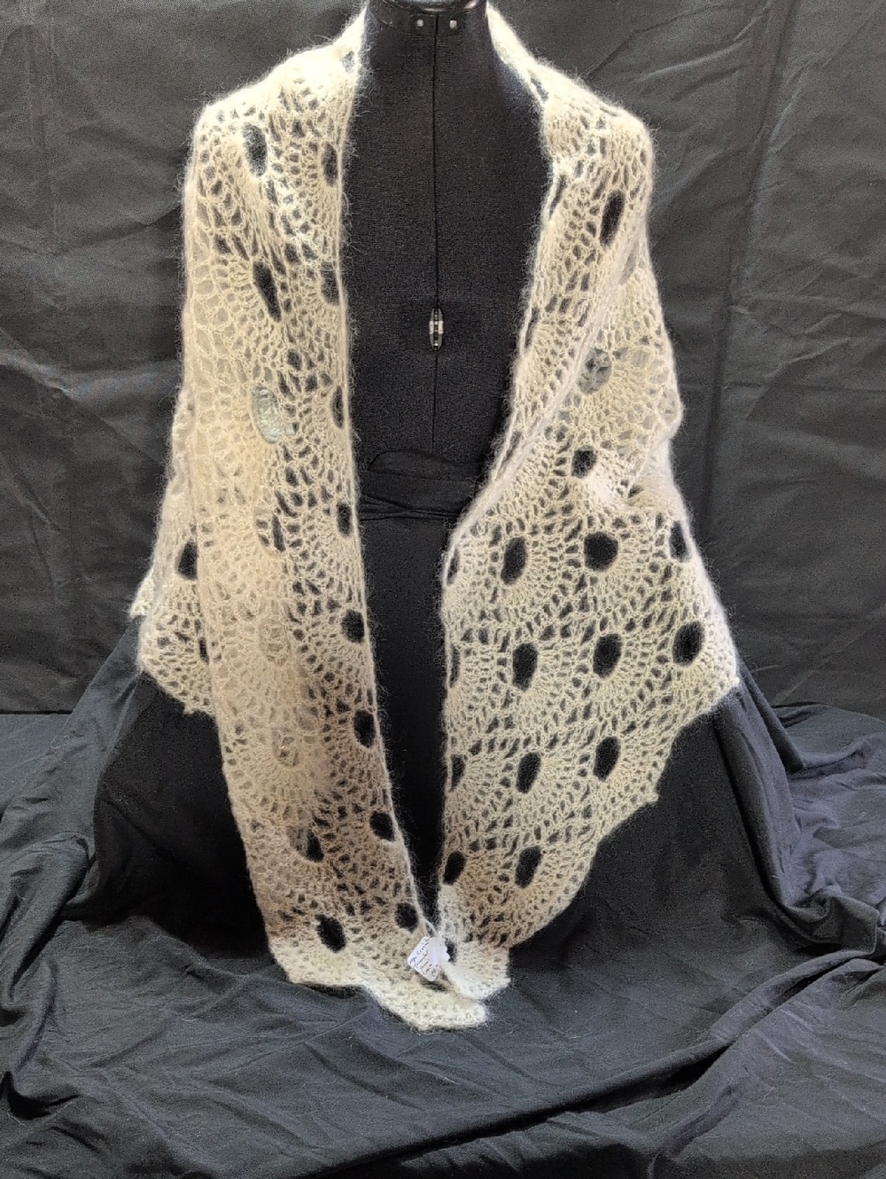 Large Crochet Triangular Mohair Shawl